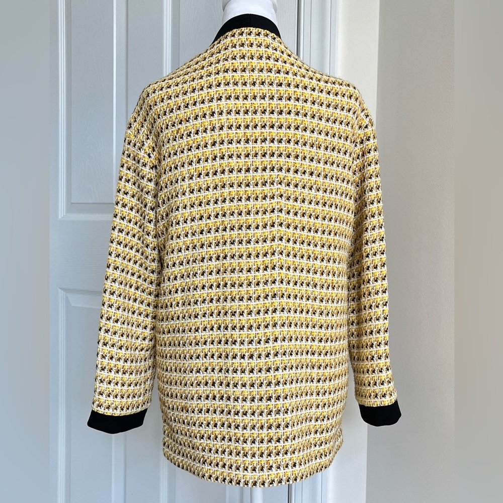 Ma­je Visidore Tweed Cardigan Sweater Blazer Jacket Yellow Gold Black 36 S Small - Picture 3 of 8